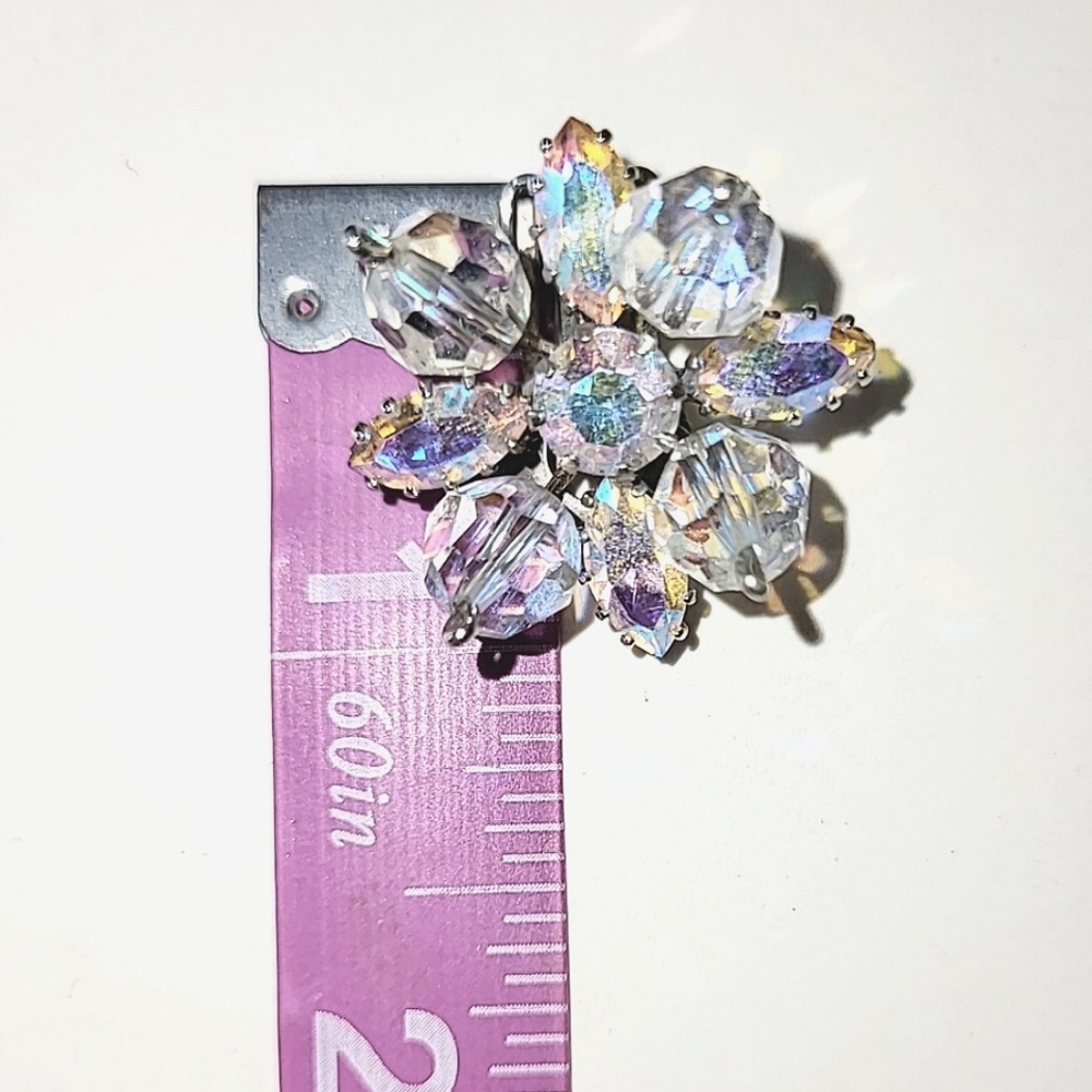 AUSTRIAN CRYSTAL & AB RHINESTONE CLIP EARRINGS - Picture 7 of 8